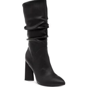 Dolce Vita Womens Wandah Solid High Heel Slide on Mid-Calf Boots